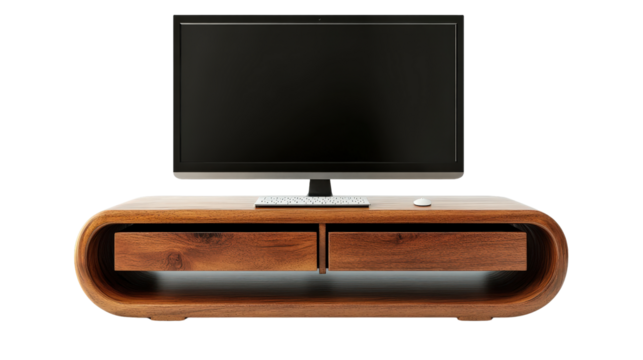 Monitor stand with drawers, background isolated on a Transparent background, PNG file.