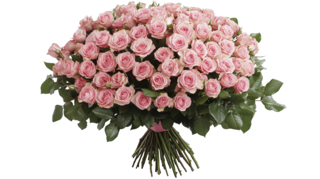 Mother's Day flower bouquet pink roses, background isolated on a Transparent background, PNG file.