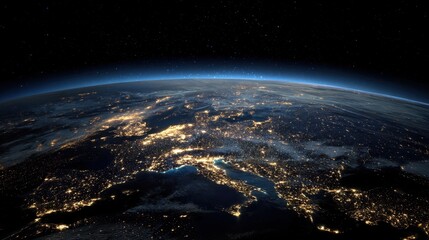 Obraz premium Stunning photo of earth at Night from Space.