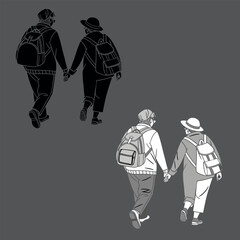 Two people middle aged are walking together vector image