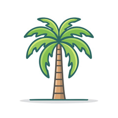 Stylized palm tree illustration on island sand with black backdrop for exotic tropical vacation designs