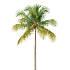 Isolated tropical palm tree displaying its natural beauty on a transparent canvas