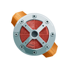 Obraz premium Round Metal Device with Red Spiral Center