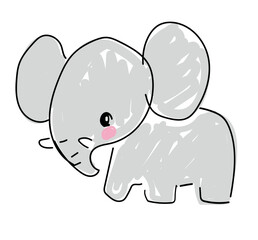 Hand Drawn cute elephant vector illustration