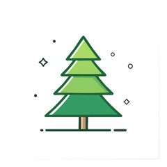 Fototapeta premium Stylized Christmas Tree with Stars and Snowflakes Minimalist Holiday Design