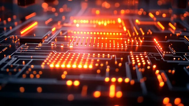 abstract background futuristic neon light glowing in cybernetic verse, orange neon light