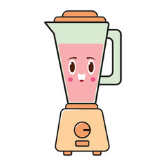 Cute Kawaii Blender Vector – Pastel Colored Flat Style Kitchen Appliance Illustration, Hand-Drawn Smoothie Maker Icon for Cooking, Food Prep, Healthy Drinks, Culinary, and Home Appliance Design