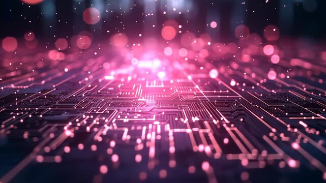 abstract background futuristic neon light glowing in cybernetic verse, pink neon light 