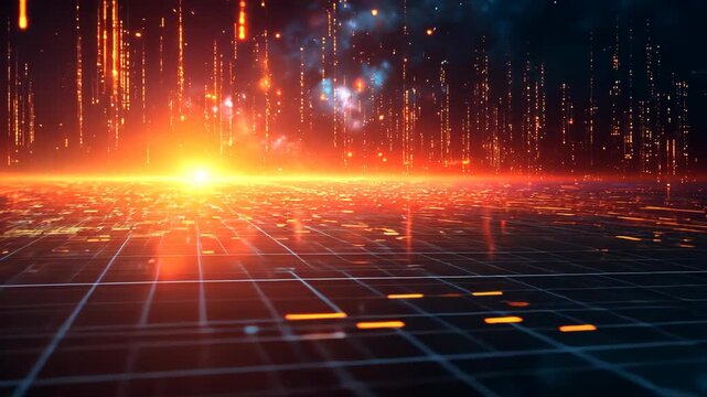 futuristic light trail glowing on dark cybernetic verse abstract background 