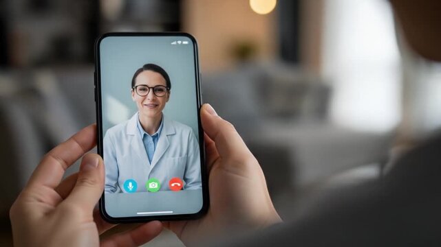 Telemedicine Consultation: Patient Receiving Online Medical Advice from Doctor via Smartphone Video Call for Remote Healthcare Support