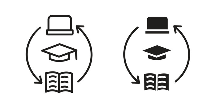 Blended learning icon for web designs. editable pictogram.