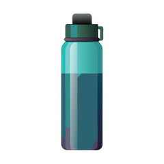 Modern teal water bottle with dark green cap and handle