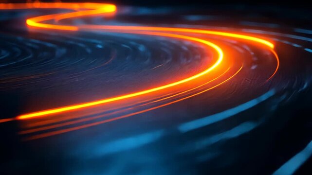 futuristic light trail glowing on dark cybernetic verse abstract background 
