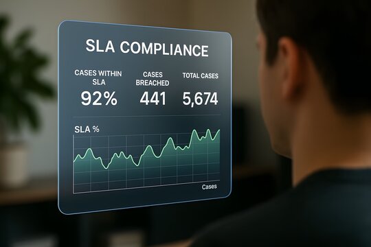 Sla compliance dashboard analysis for business performance and breach case management review report