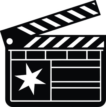Movie Production Clapperboard Icon, Filmmaking Star Symbol