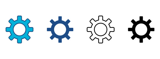 Settings Icon Set With Multiple Styles. Vector Illustration