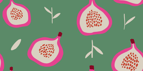 Colorful Fruit Illustration with Green Background