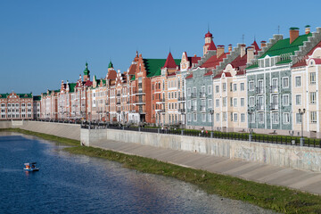 Fototapeta premium View of the city embankment on a sunny August day. Yoshkar-Ola