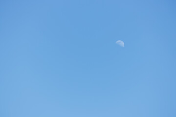 Daytime Moon in a Clear Blue Sky


