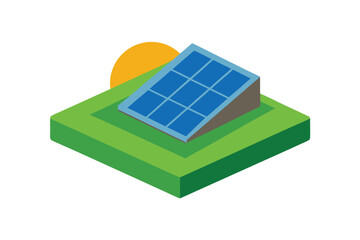 Solar Battery On Grass Isolated 3D Image