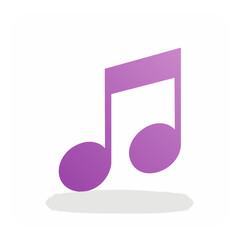 Simple purple musical note illustration on white background with soft shadow.