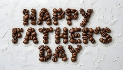 Coffee beans arranged to spell "Happy Father's Day