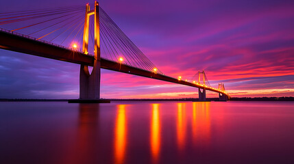 Fototapeta premium Sunset Reflections on the Bridge