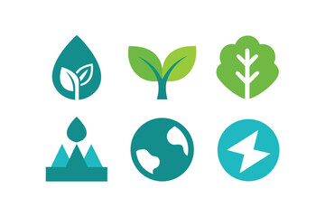 Obraz premium Ecology Icon Set 6 Illustrations