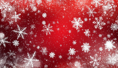 Winter Snowflakes Background with Red Gradient