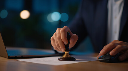 Office Workflow with Approval Stamping on Administrative Paperwork