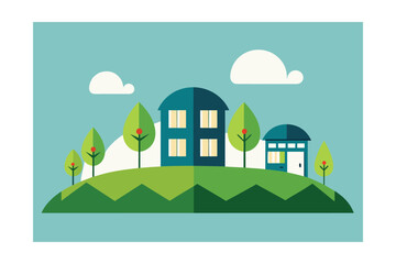 Fototapeta premium Biophilic Design Homes On Elevated Grassland