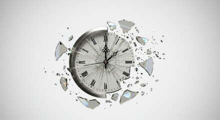 Abstract concept of time with a shattered clock face, emphasizing loss and urgency