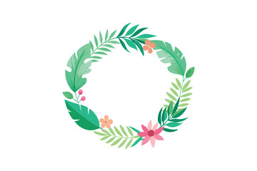 Obraz premium Watercolor Tropical Forest Floral Wreath