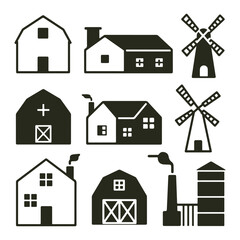 Farm and House Building Icons 