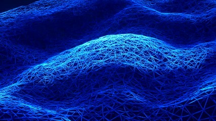 Blue network of connected lines forming digital topography - Powered by Adobe