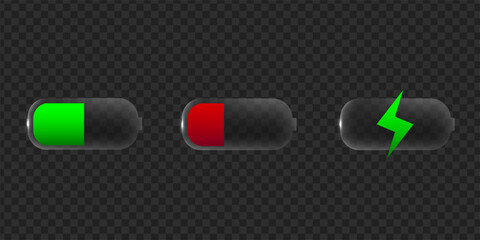 Glass Battery charge bar. Indicator of battery charge 