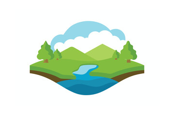 Clean Water Eco Landscape In Floating Patch Of Land