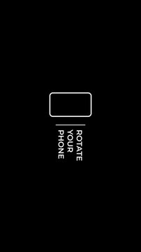 Rotate Your Smartphone from Vertical to Horizontal. Outline Icon Animation on Black Background.