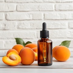 Apricot Kernel Oil Bottle with Fresh Apricots