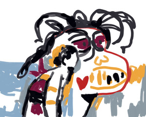 people lovely with shadow memory with big portrait face. graffiti painting neo expressionism Art style with late modernism art. for print and wall art decoration.