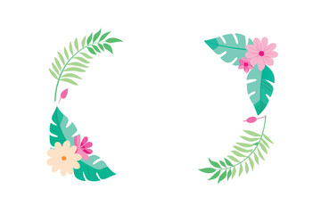 Obraz premium Soft Watercolor Floral Frame With Tropic Vines