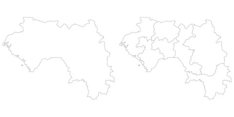 Guinea map set. Map of Guinea in set white color
