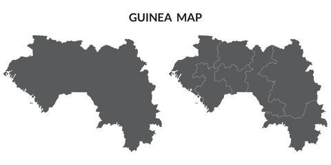 Guinea map set. Map of Guinea in set with grey color