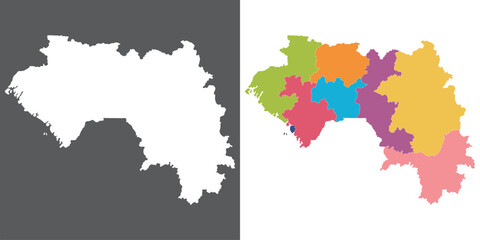 Guinea map set. Map of Guinea in set with multicolor