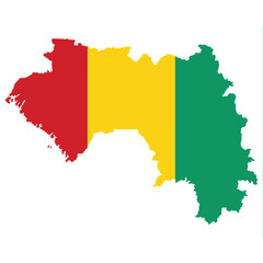 Obraz premium Guinea map with flag. Map of Guinea with national flag.