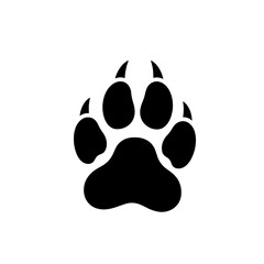 A large black silhouette of a wildcat's paw print, featuring prominent claws. © Ahdan