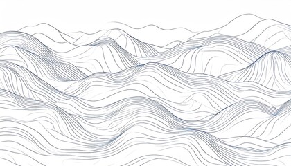 Abstract Hill Pattern With Contour Style Line Art In Modern Design With Blue And White Colors