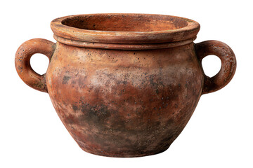 Ancient terracotta pot isolated on transparent background