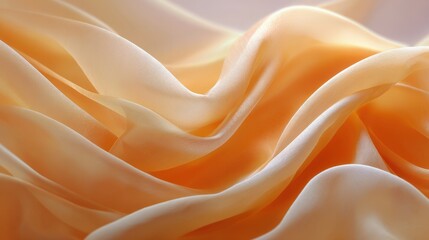 Obraz premium Smooth, flowing, peach-colored silk fabric with gentle folds and a soft, shiny texture creating an elegant and delicate visual effect.