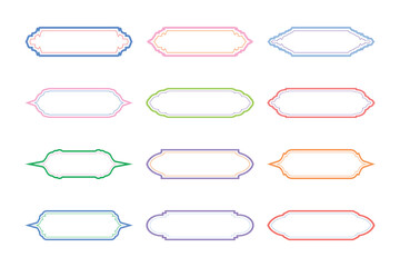 Obraz premium Horizontal Badges Frame Linear Design double outlines - SET 12